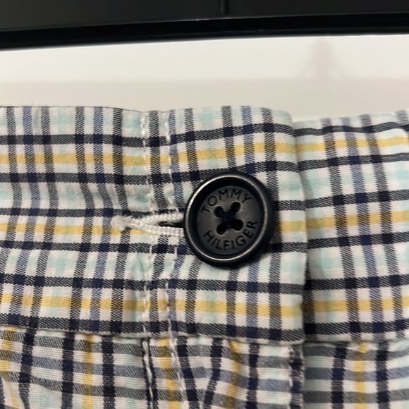 Tommy Hilfiger cuffed plaid shorts SZ 12 blue white yellow preppy summer spring - Picture 2 of 11